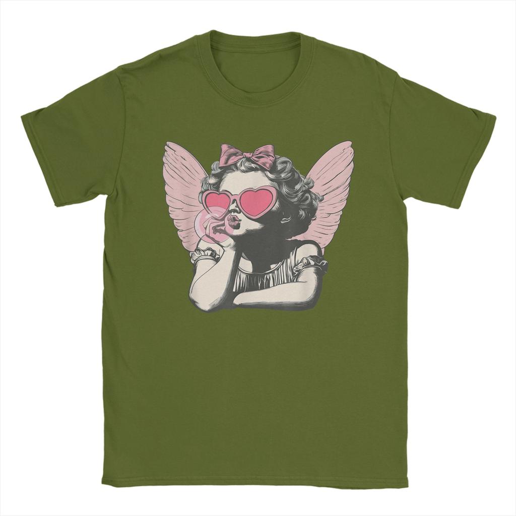 Retro Cupid Valentine Day Cute Cupid Blowing Bubble TShirt Summer  Harajuku TShirts Unisex Tees Short Sleeve Classic Tshirt
