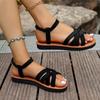 Fashion Shoes for Women 2025 Summer New Women Flat Sandals Bottom Roman Strap Sandals with Non Slip Rubber Soles