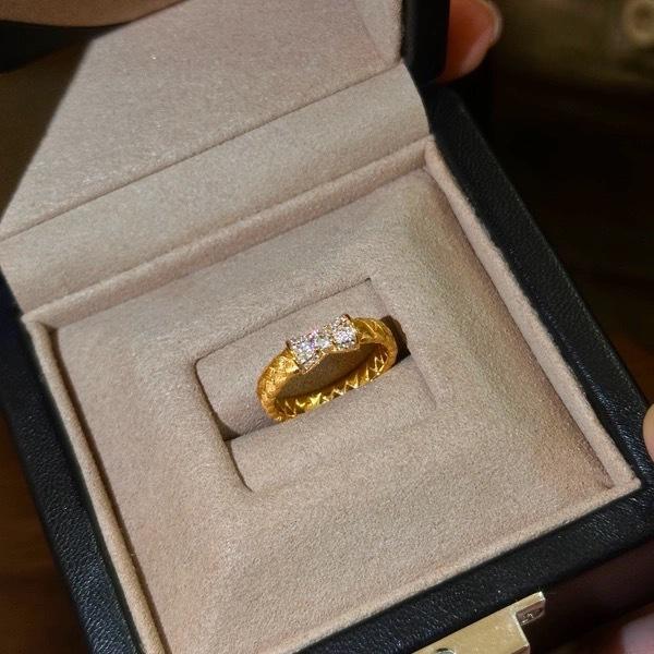 Craft Brushed Bow Ring, Woven Diamond-Set Niche Design, Light Luxury, High-End Temperament Ring