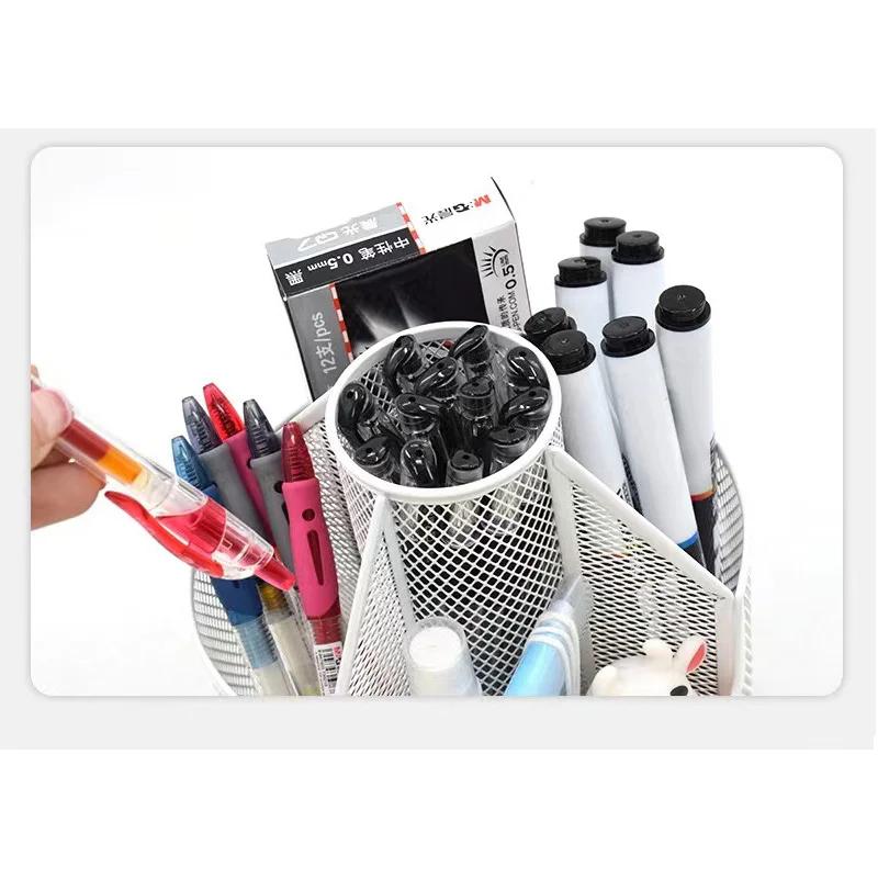 Rotating Pen Holder Storage Boxe Metal Cutout Iron Mesh Creative Simple Office Desktop Large Capacity Home Storage Organizer