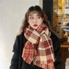 Plaid scarf women's winter high-end sense autumn and winter Korean version of the new imitation cashmere shawl thickened warm knitted scarf men