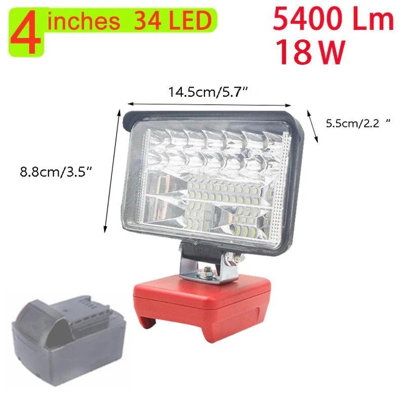 3/4/5/8 Inch Car LED Work Light Flashlights Electric Torch Spotlight For Milwaukee M&18 18V Li-ion Battery High Low Beam