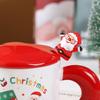 Christmas Mug Set Water Cup Lightweight Santa Cute Tea Coffee with Lid Spoon for Winter