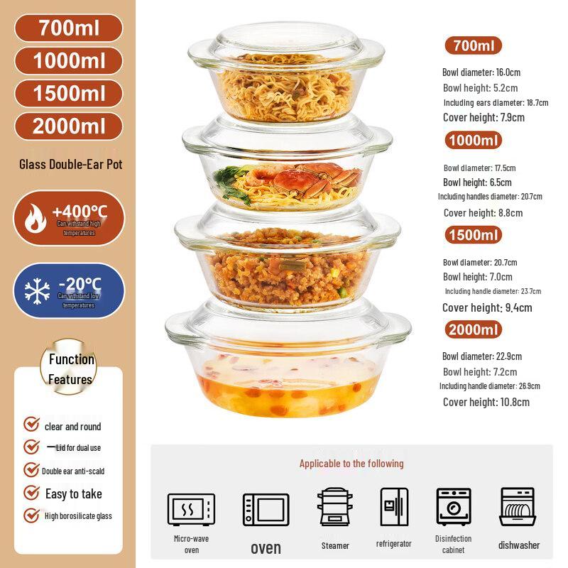 Qiwei Microwave Safe Glass Bowl with Lid