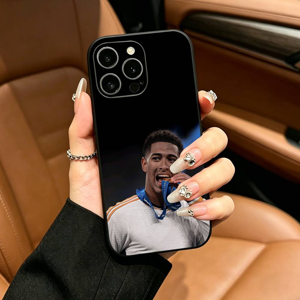 Jude Football B-Bellingham 5 Phone Case For iPhone 17,16,15,14,13,12,11 Pro Max,16Plus,XS Soft Black Cover iPhone16se4