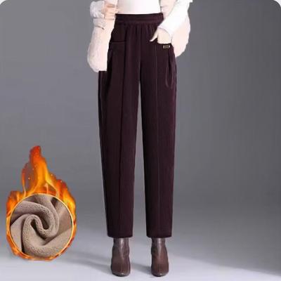 Cord Haremshose Damen Herbst und Winter Allround High Waist Plus Samt Dick Lässige Mutterhose Warme Gerade Hose