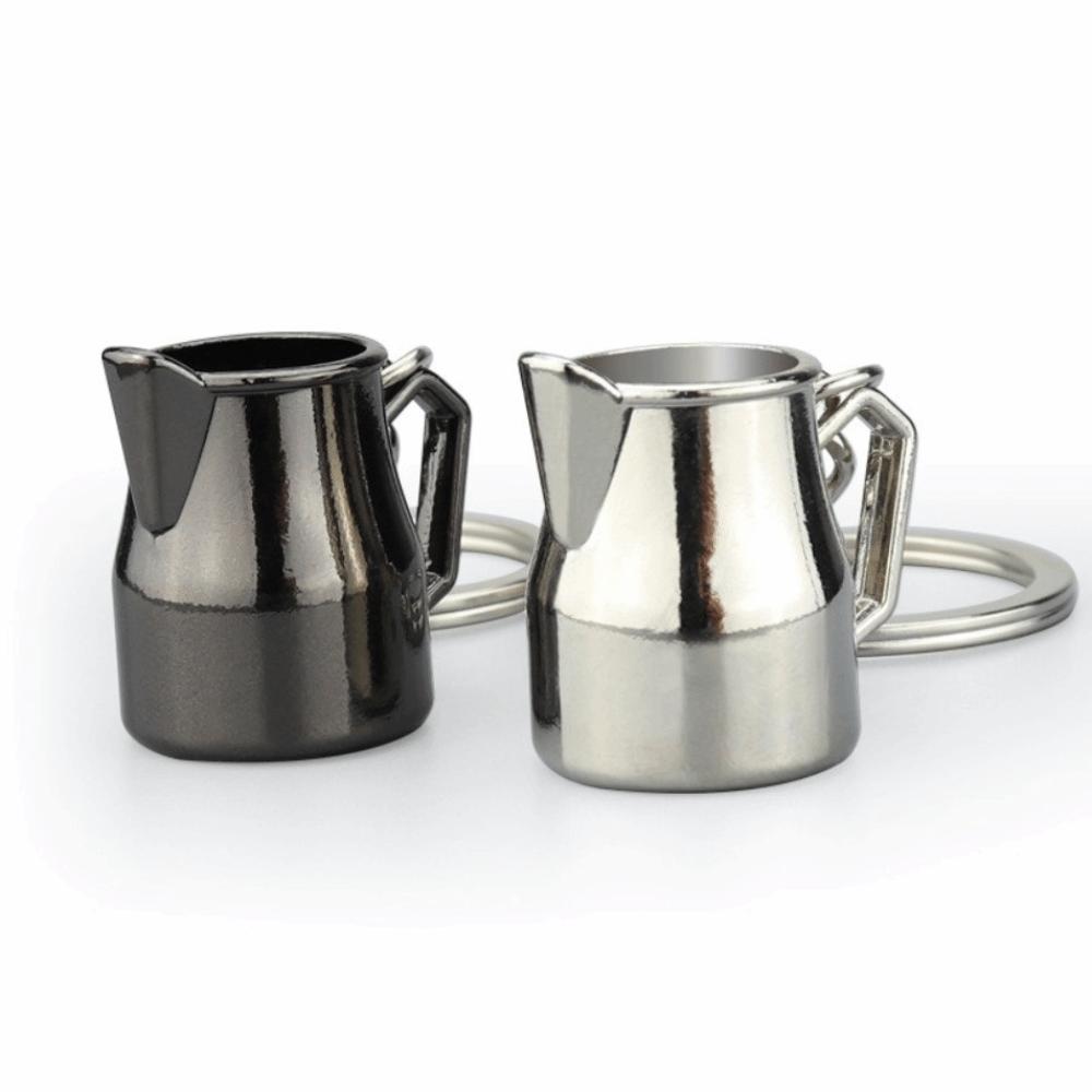 Kreativer 3D Kaffee Schlüsselanhänger Metall Mini Größe Moka Kanne Schlüsselanhänger Barista Schlüsselanhänger Kaffee Liebhaber
