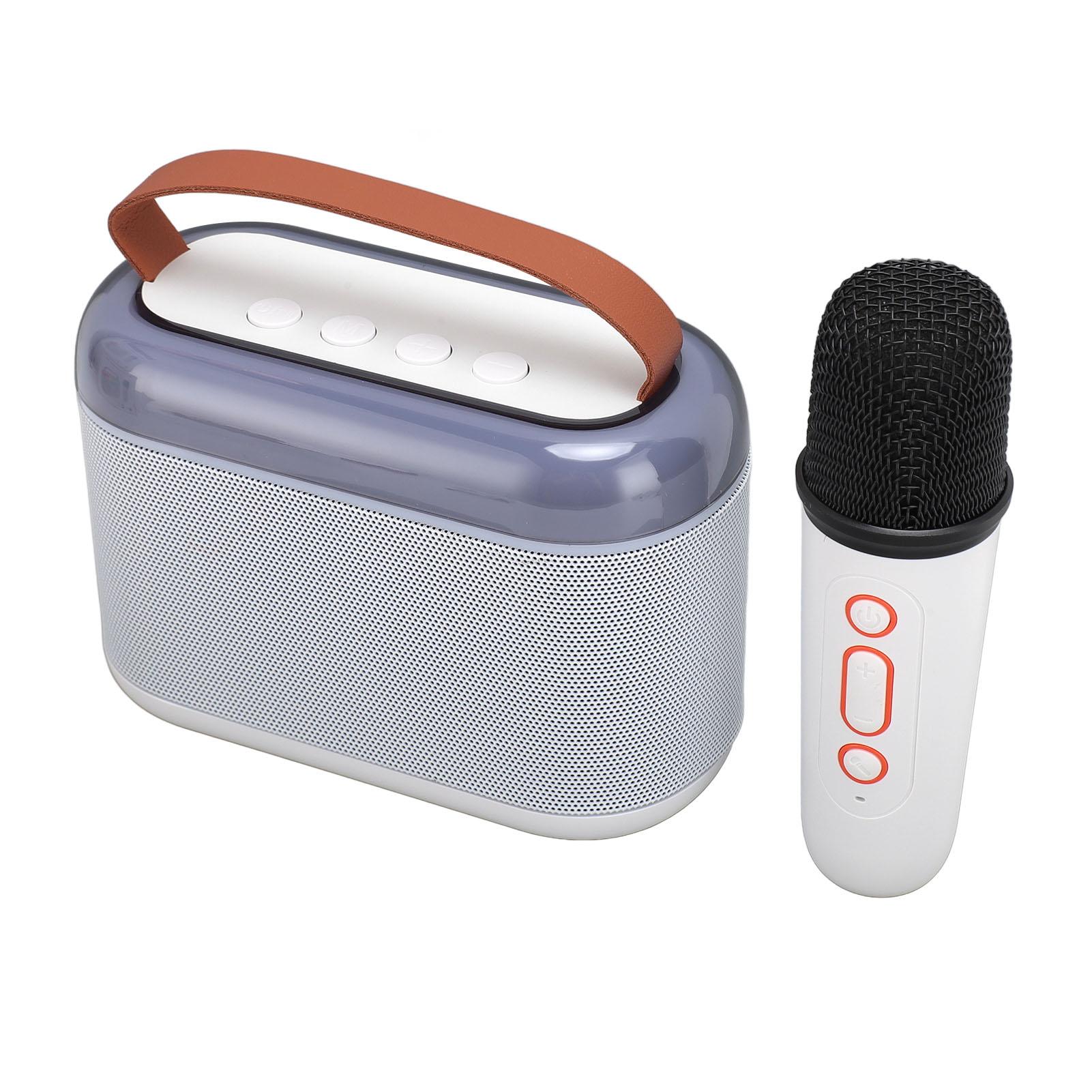 

Караоке-машина с подсветкой RGB, портативная Bluetooth-колонка с 1 беспроводным микрофоном, поющая машина белый