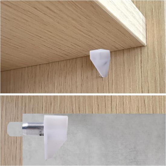 20 Pack 5 Millimeters White Shelf Support Peg, Durable Plastic Shelf Supports Pin Lightweight Cabinet Shelf Pegs, Transparent Shelf Holder Pins for