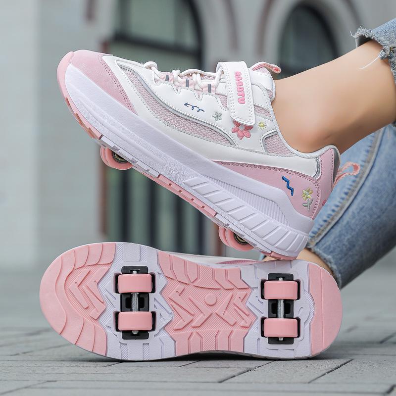 Roller Skate Shoes with Wheels Children's Deformation Shoes 4 Wheels Racing Roller Skates Dual-use Sneaker for Boys and Girls