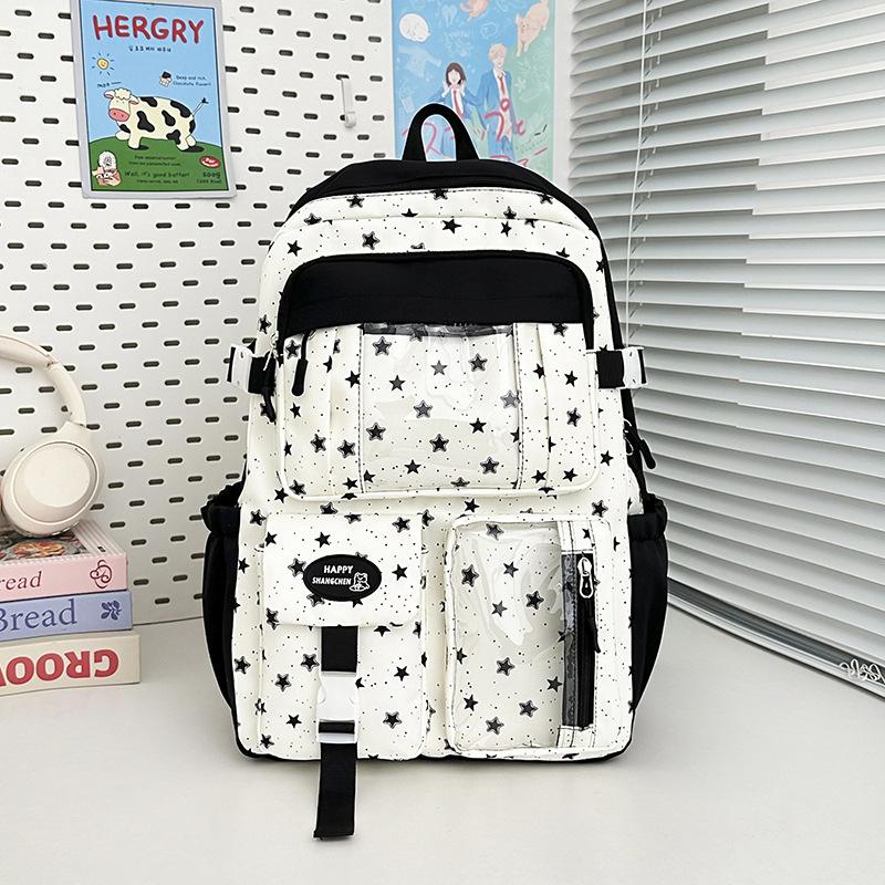 Schoolbag Japanese ins new high-value schoolbag sweet contrasting color splicing bar pain bag junior high school students lightweight backpack