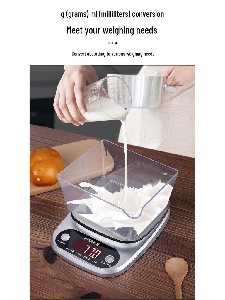 10kg Rechargeable Stainless Steel Kitchen Scale for Food & Baking