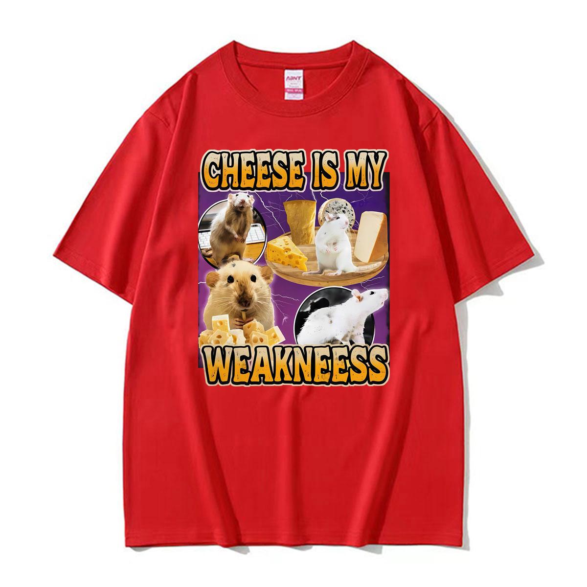 Chease Is My Weakness Funny Cheese Rat Gift Meme T-shirts Unisex Women 90s Vintage T Shirt Streetwear 100% Cotton Hot Sale T Shirts 4XL