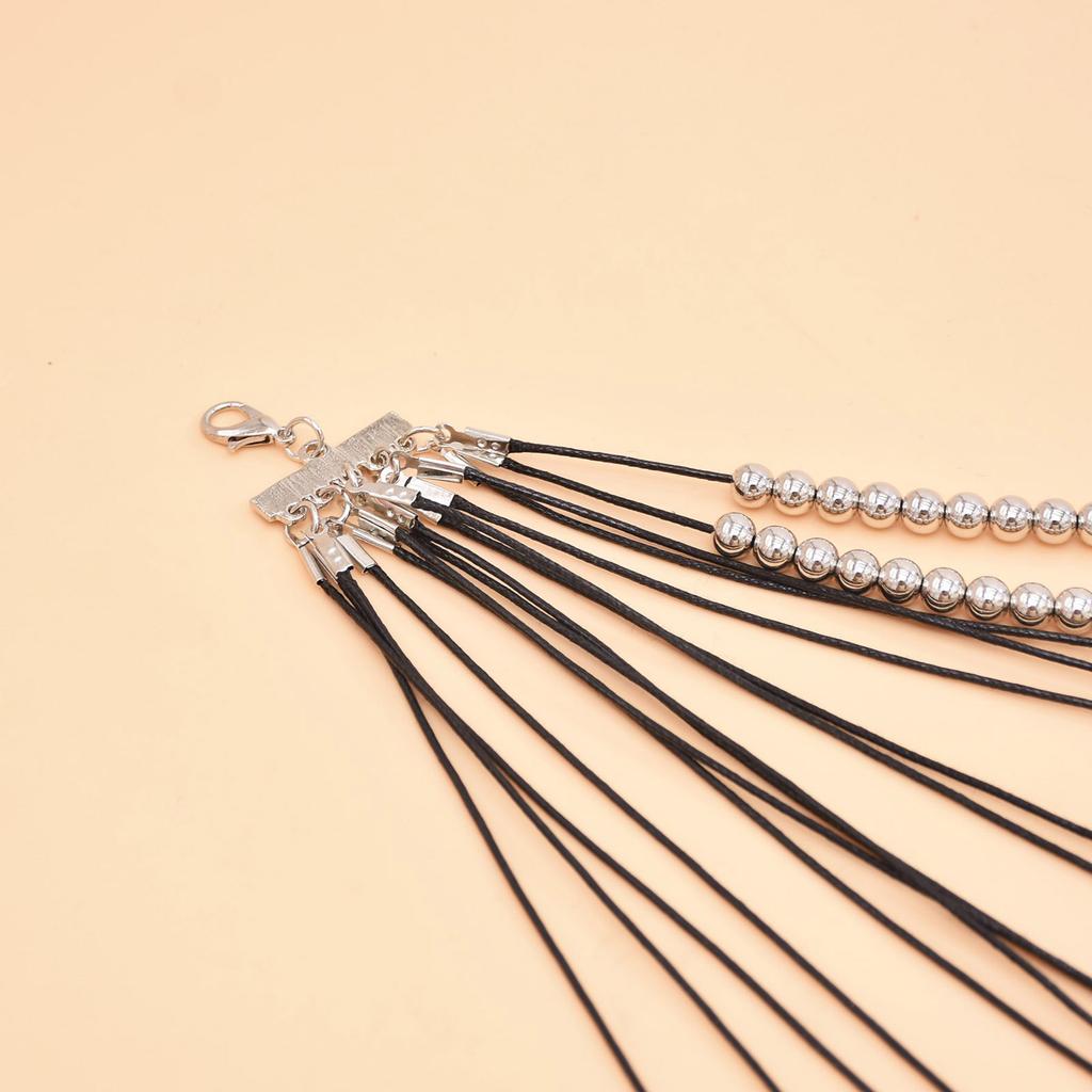 Elegant Multi Layer Beaded Necklace Waterfall Clavicle Chain Adjustable Length Neckchain for Bohemian Style Enthusiasts