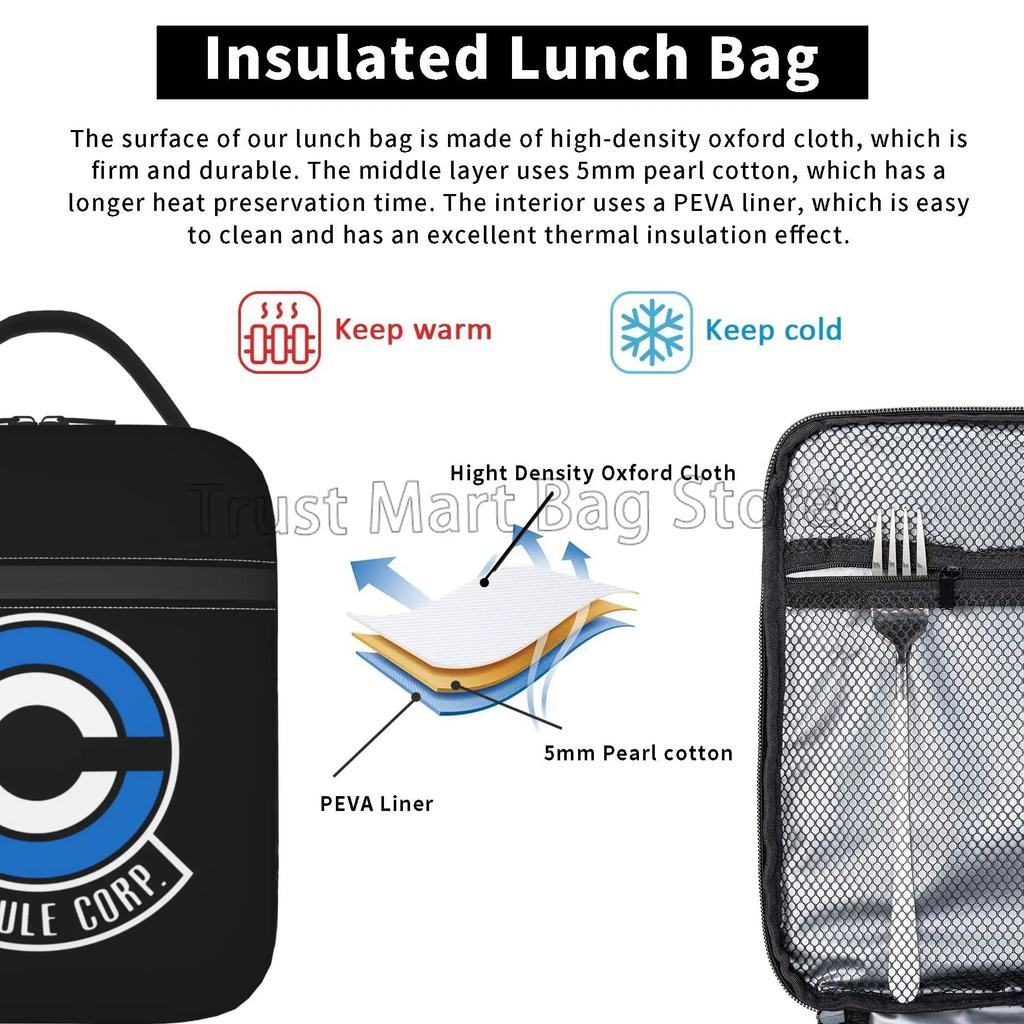 Cool Z Capsule Ii Corp Dragon Insulated Lunch Bag Leakproof Bento Tote for Adults Boys Girls Reusable Cooler Thermal Lunch Bags