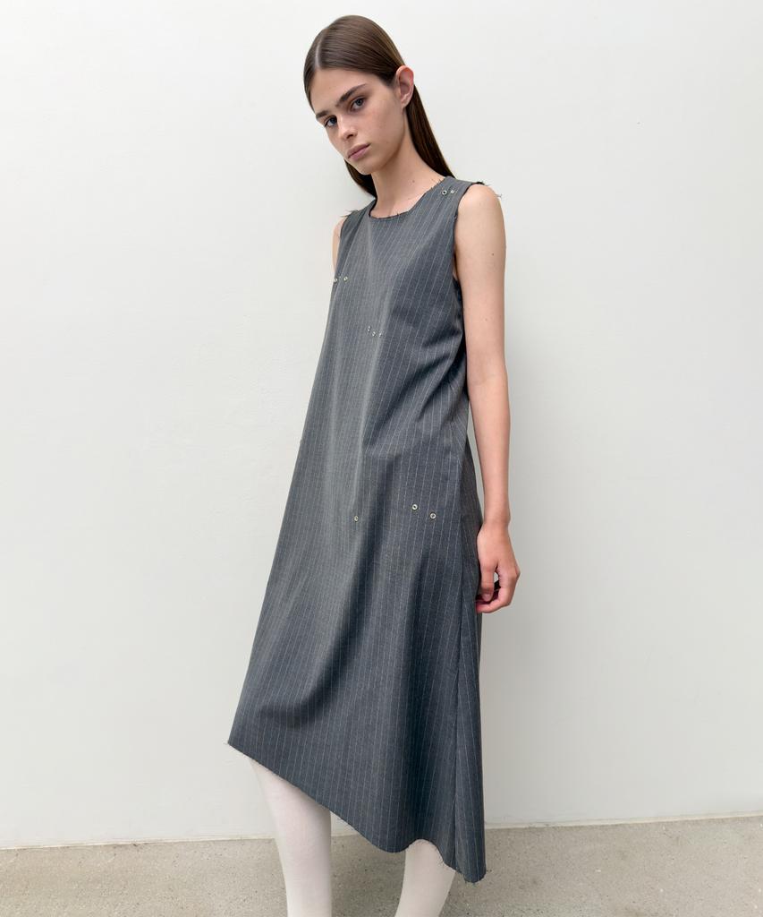 Daiaegeuneol Unbalanced Long Dress (Charcoal)