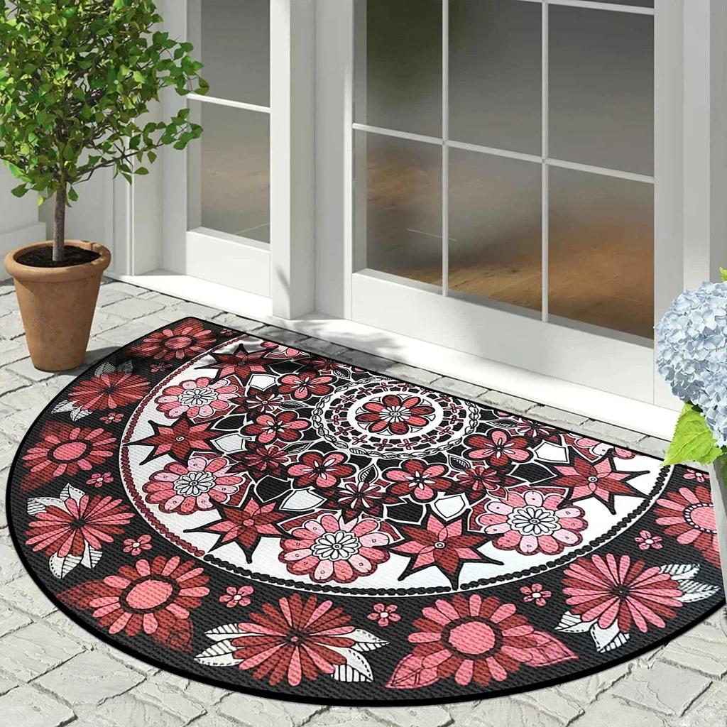 Entrance Carpet Home Door Entry Mat Outdoor Garden Decorative Carpets Luxury Welcome DoorMats Semi-circular Rug Tapete De Entra