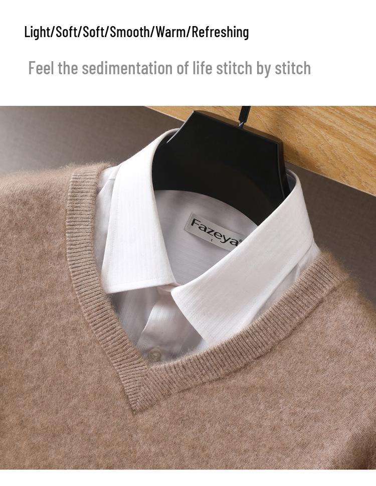 Men's Luxury Cashmere Knit V-Neck Sweater - Autumn/Winter Collection