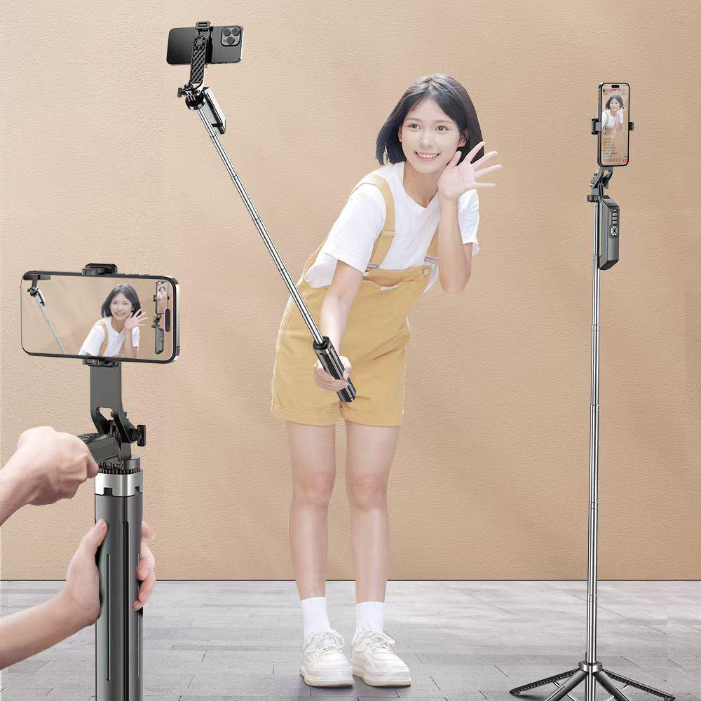 Multifunctional P18TK Bluetooth Selfie Stick with Anti-shake and One-Key Pop-up Four-Legged Stand