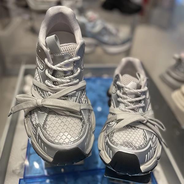 Cowhide Version Silver Dad Shoes Women's Breathable Leather Shoes Thick Sole Heightening Color Matching Versatile Lace-up Casual Sports Shoes