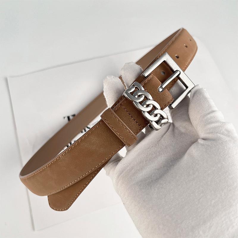 Velvet Matte Leather Women'S Belt Cowhide Women'S Women'S Belt With Casual Pants Jeans Girls Belt