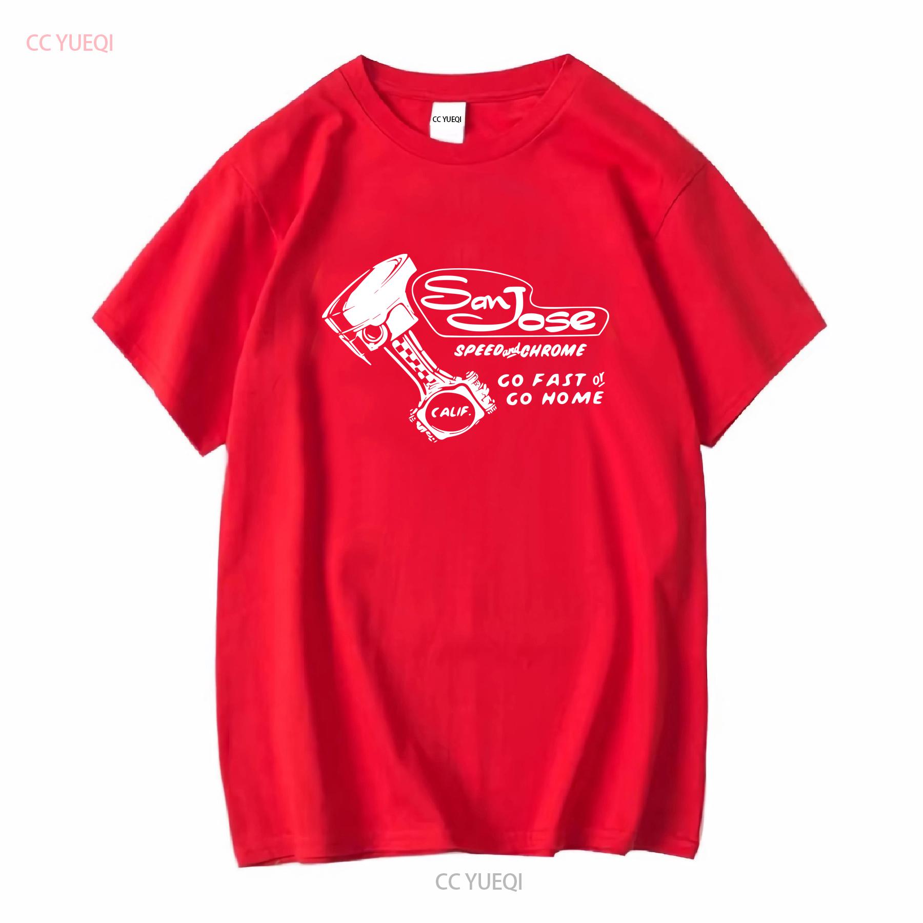 SAN JOSE SPEED CHROME SHOP Retro Gold T Shirt california hot rat rod car vintage Washed Versatile Slightly Comfortable homme S