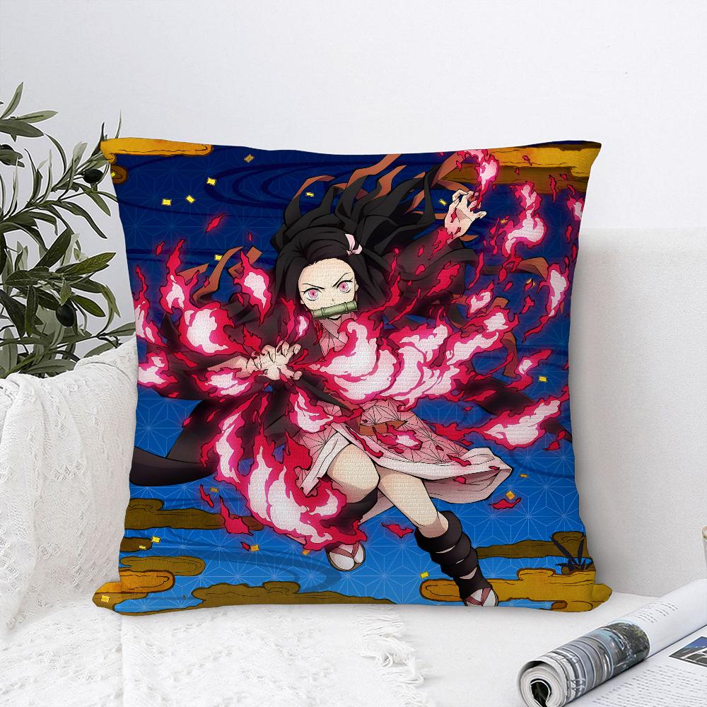 N-Nezuko Kamado D-Demon-Slayer Pillow Case Sofa Decor Home Double-Sided Printing Short Plush Cushion Cover Throw Pillow Cover
