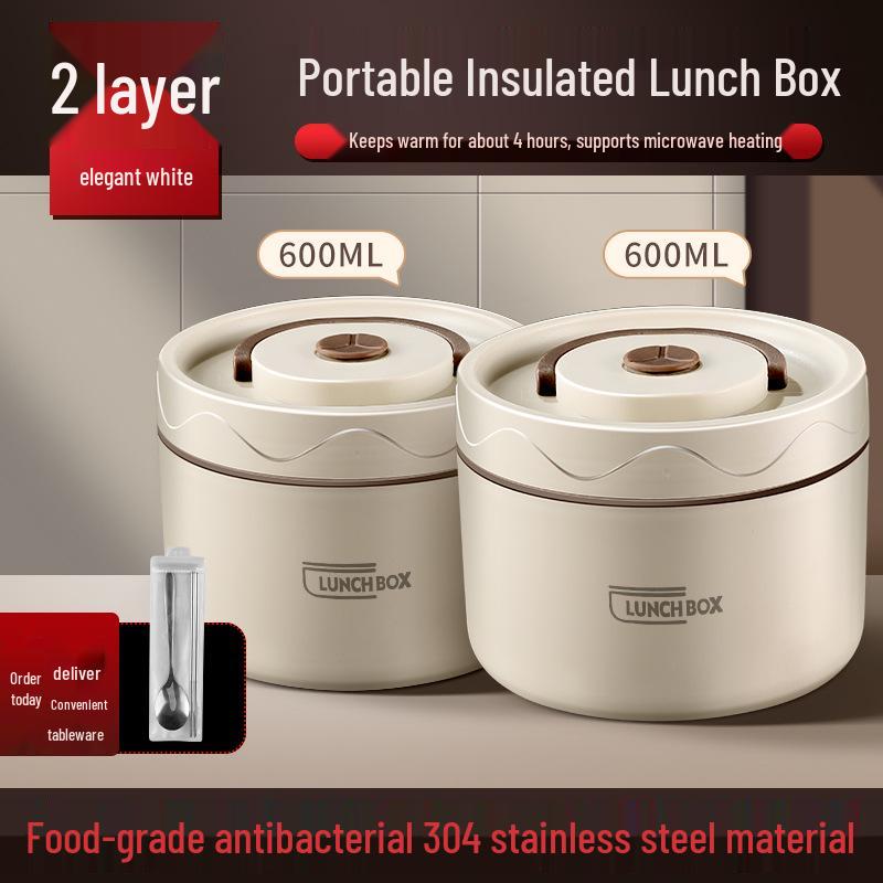 Extra Long Insulated Stainless Steel Bento Lunch Box - Microwaveable & Portable