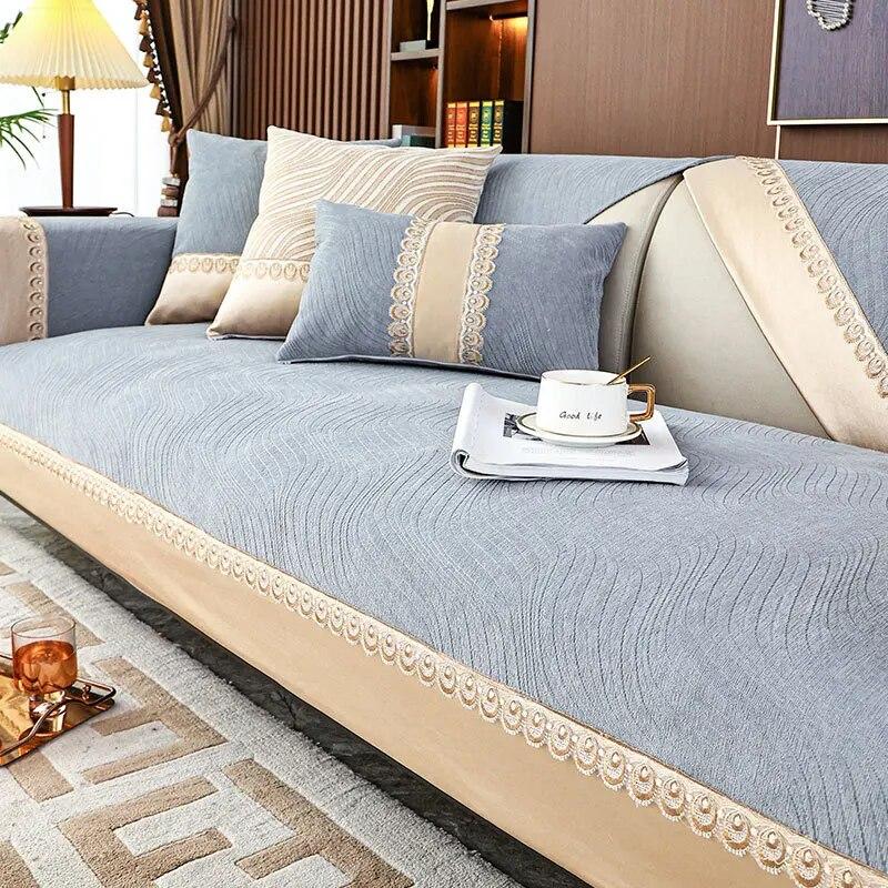 

Роскошный универсальный чехол для дивана Four Seasons из синели, Нескользящие чехлы для гостиной, защита мебели, подушка для дивана, домашний декор 1pc 70x70 cm