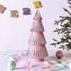 Medium Pink Crackle Effect LED Glass Christmas Tree