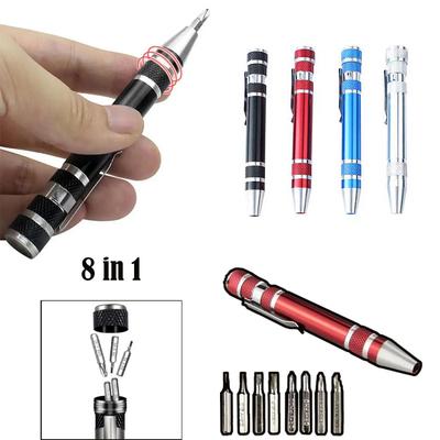Multifunction 8 In 1 Mini Aluminum Precision Pen Screw Driver Screwdriver Set Repair Toolsfor Cell Phone Hand Tool Portable