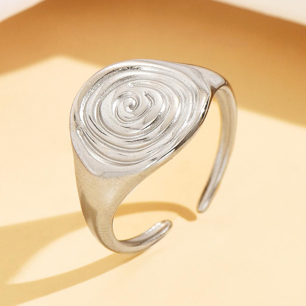 Spiral Swirl Stainless Steel Gold Color Rings For Women Waterproof Open Ring Fashion Geometric Zircon Birthday Gift New In