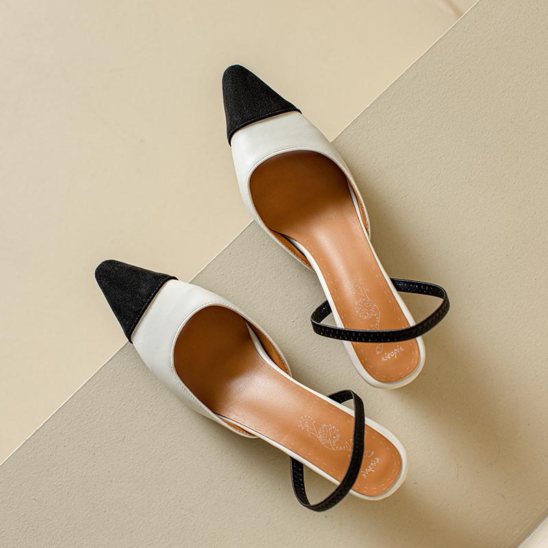 Women's High-heeled Sandals Summer Small Fragrant Style Pointed Thin Heel Color Matching Large-size Sandals