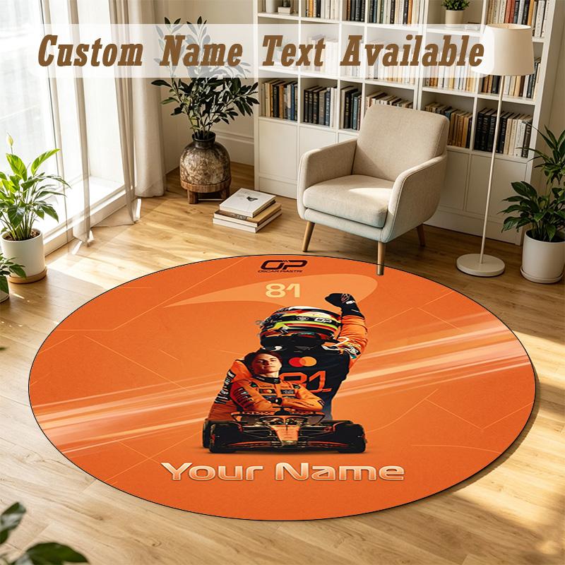 Round Rug Custom NameOscar Piastri Pattern Non Slip Carpet Home Floor Decor