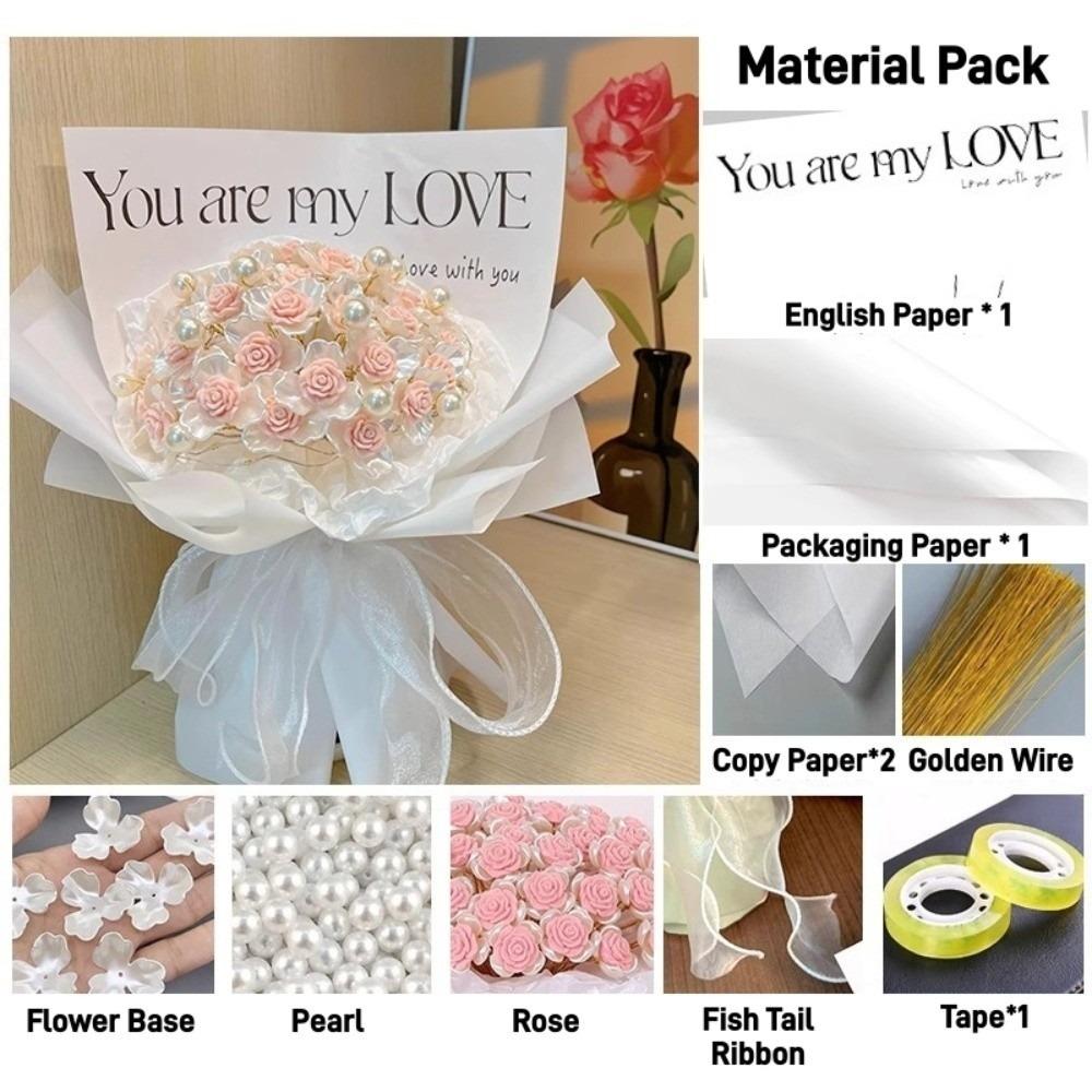 Romantischer DIY-Rosenstrauß mit Perlen Valentinstagsgeschenk Muttertagsgeschenk
