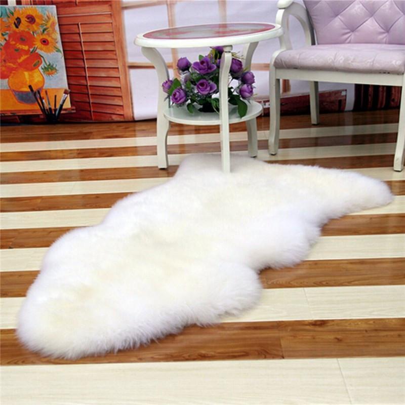 Artificial Sheepskin Hairy Carpet for Living Room Bedroom Rugs Skin Fur Plain Fluffy Area Rugs Washable Bedroom Faux Mat