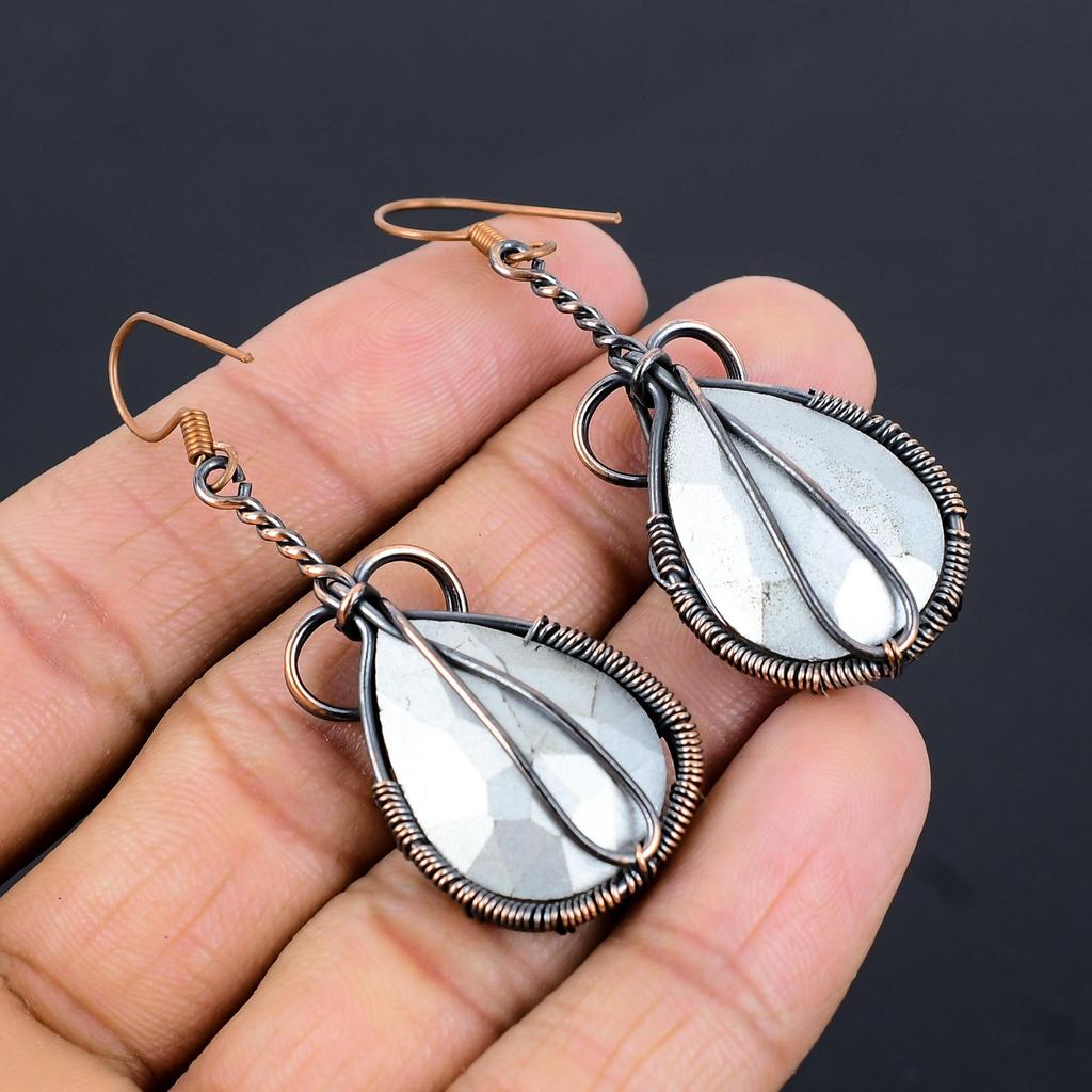 Smoky Topaz Earrings Gemstone Jewelry, 999 Copper Wire Wrapped Earrings, Handmade Beautiful Jewelry Earrings