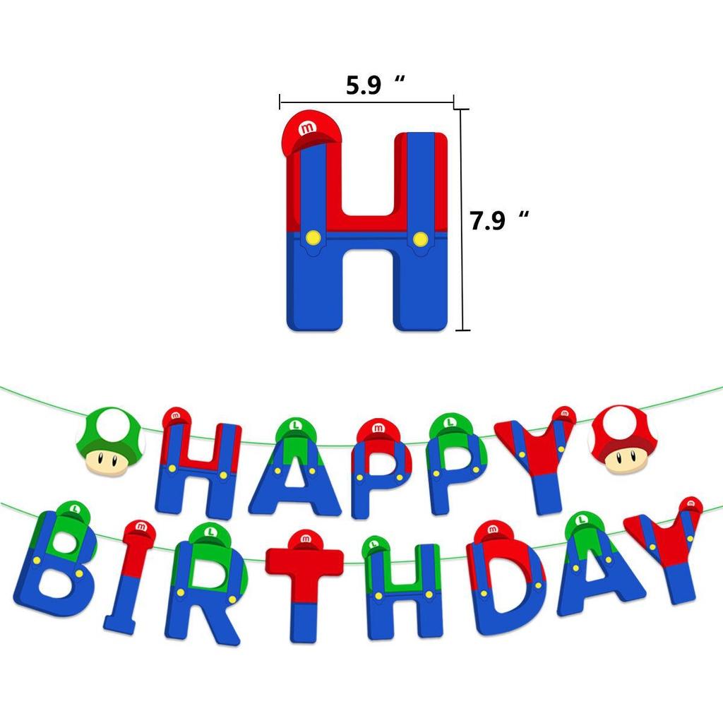 Super Mario Happy Birthday Party Deko Zubehör Banner Ballon Kuchenaufsatz