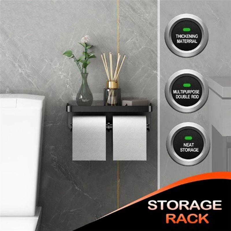 A84E-1 PCS Stainless Steel Tissue Holder Hotel Engineering Toilet Paper Rack Roll Box Black