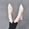Stiletto Women's Spring New One-word Buckle Pointed Cat Heel Small Single Shoes Simple Temperament Fashion Shoes Light Mouth Shoes