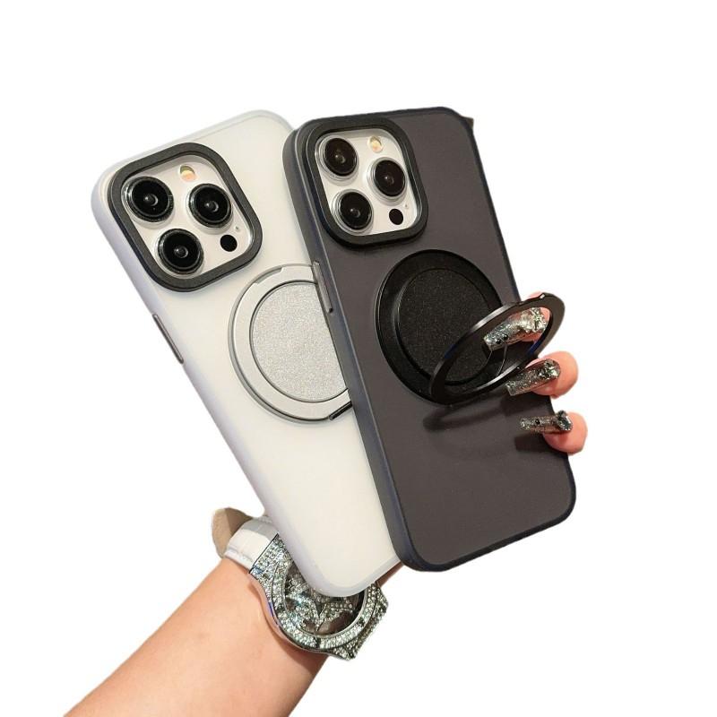 Magnetic Phone Case IPhone 15 Pro Max With 360 Rotating Stand Matte TPU Protective Cover Anti-Shock Scratch Resistant