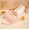 Portable Travel Zipper Cosmetic Pouch Water Resistant PU Leather Makeup Toiletry Organizer Bags for Women