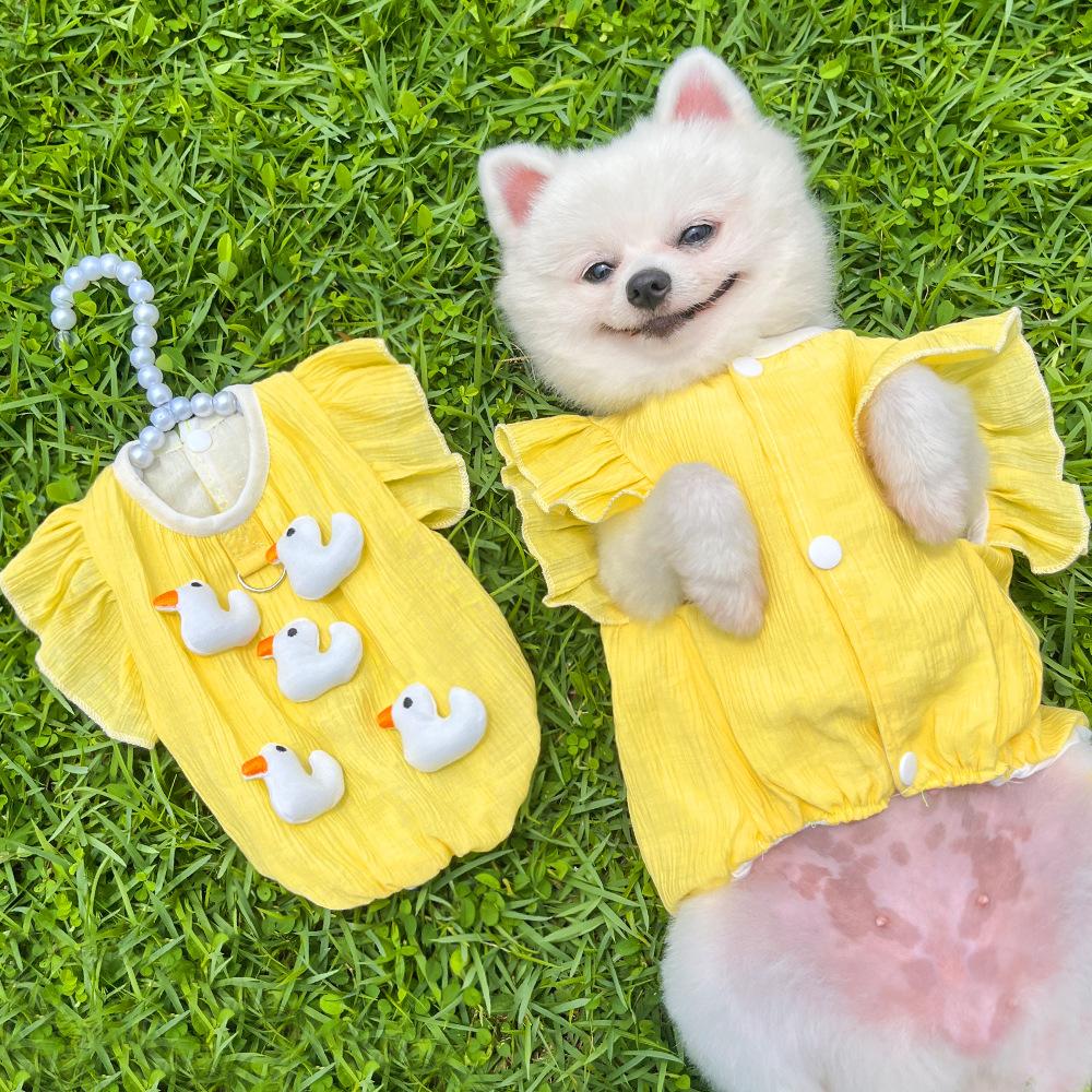 Medium Dog Pet Cat Duck Cute Top Traction Dog Cat Supplies Teddy Bigbear Corgi Dog Clothes