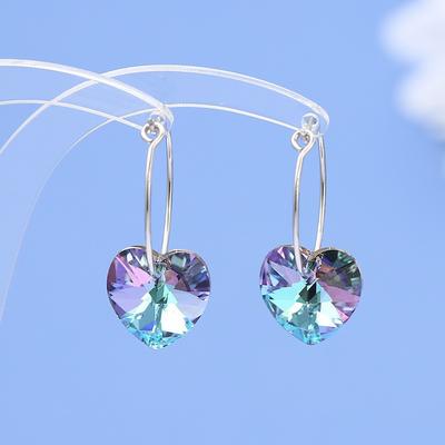 Love Heart-shaped Crystal Earrings for Women, Trendy Personality Peach Earrings