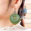 Vintage Boho Exaggerated Big Statement Round Wooden Metal Drop Earrings Woman Ethnic Creative Geometric Dangle Female Jewelry