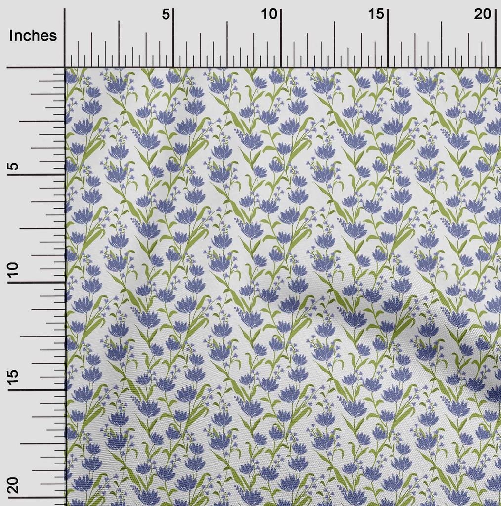 oneOone Georgette Viscose Medium Blue Fabric Floral Quilting Supplies Print Sewing Fabric By The Yard 42 Inch