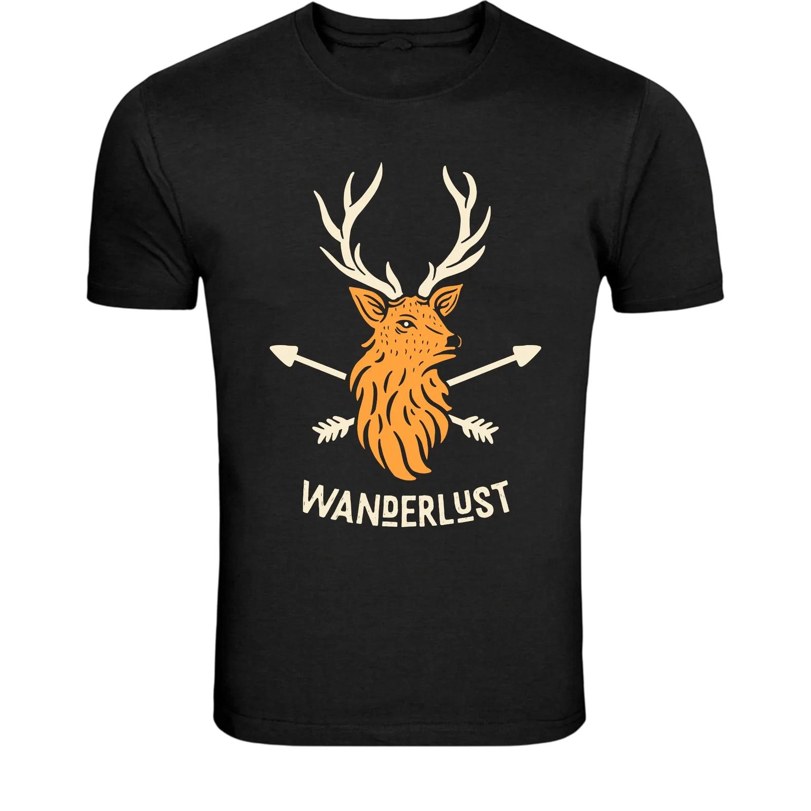 Wanderlust Deer Arrows T-Shirt - Adventure Travel Graphic Tee M