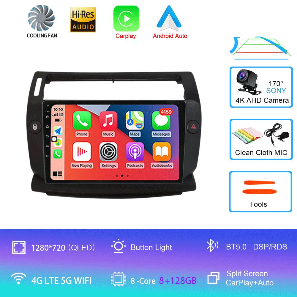 Android 14 For Citroen C4 C-Triomphe C-Quatre 2004 - 2014 Car Radio Player Stereo Multimedia GPS Navigation Player QLED Screen