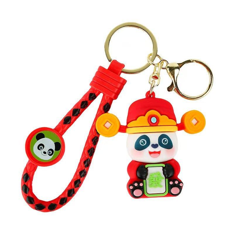 New Year's God of Wealth Panda Keychain Soft Rubber Doll Car Key Chain Bag Pendant