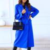 Winter Womens Double Breasted Wool Blend Coat Solid Color Elegant Commuter Outerwear